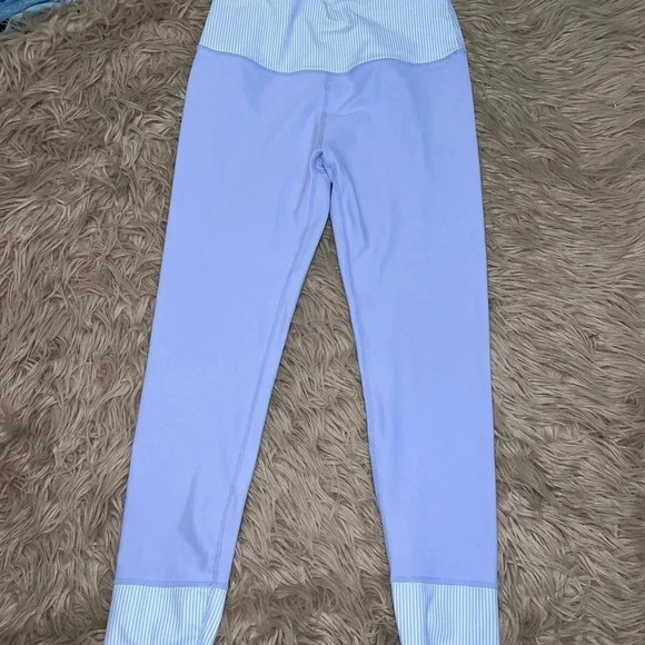 Anthropologie Allfenix purple mesh cuffed leggings with stripes size medium - Picture 2 of 4